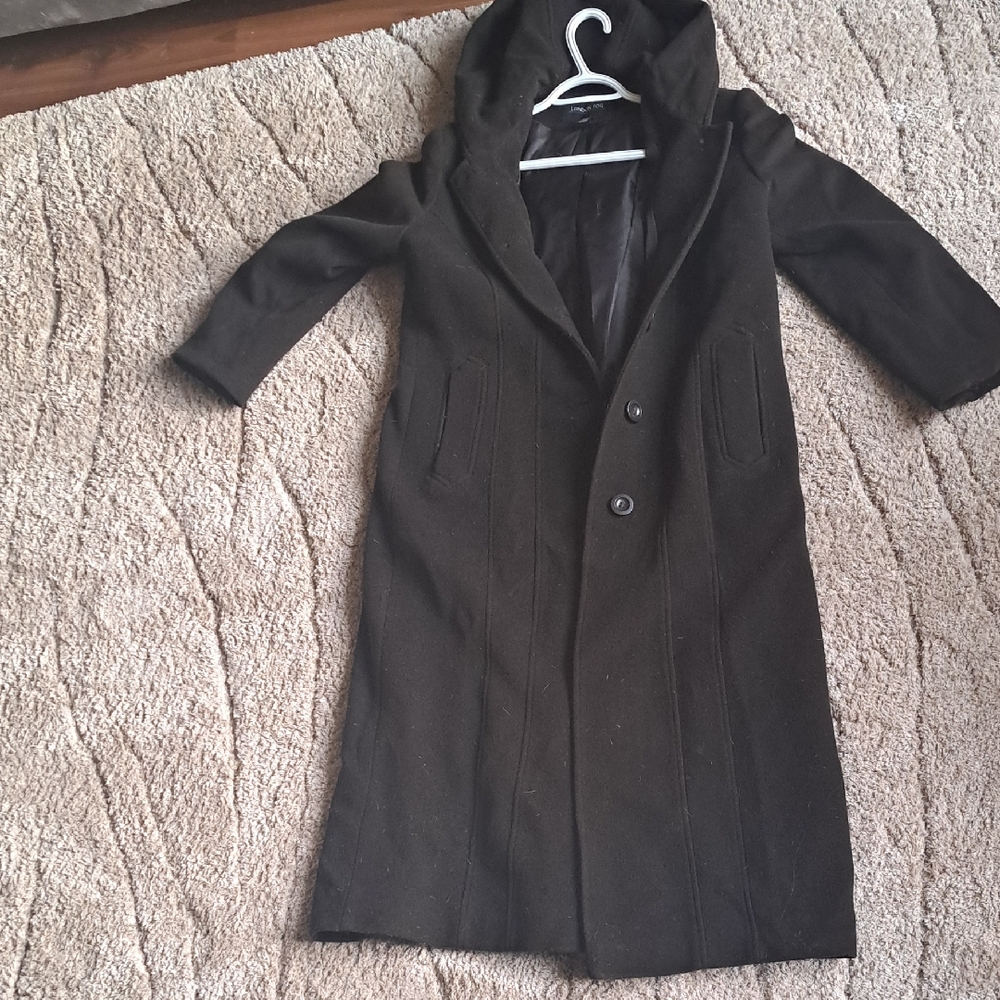 London Fog Brown Straight 10% Cashmere Trench Coat with Hood